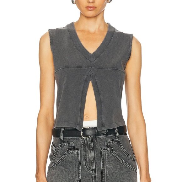 Alexander Wang V-Neck Tank Top in Faded Black - Picture 1 of 13